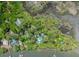 Wide aerial perspective showcases a waterfront estate nestled among lush greenery and docks at 2970 Roseville Rd, Wadmalaw Island, SC 29487