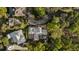 Panoramic aerial view of the property nestled amongst lush greenery and neighboring homes at 33 Duany Rd, Mount Pleasant, SC 29464