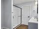Bathroom with glass enclosed shower, white tile and neutral paint at 341 Sugar Hill Rd, Saint George, SC 29477