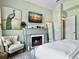 Bedroom featuring a fireplace, sitting chair, and a mounted TV at 3608 Maidstone Dr, Mount Pleasant, SC 29466