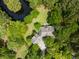 Aerial view of a house surrounded by mature trees and lush landscaping at 3924 Regal Oak Ln, Johns Island, SC 29455