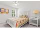 Bedroom featuring a ceiling fan, window with shutters, bed, and side table with lamp at 3952 Treebranch Cir Cir, Mount Pleasant, SC 29429
