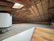 This unfinished attic offers a skylight, exposed wood beams, and potential for additional living space at 4343 Helene Dr, North Charleston, SC 29418