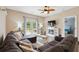 Inviting living area boasts a large sectional, fireplace, and backyard access, creating a cozy and functional space at 477 Spanish Wells Rd, Summerville, SC 29486
