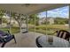 Inviting screened patio with tiled flooring, comfortable seating, and serene water views at 5223 Fernland Way, Charleston, SC 29420