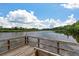 Relaxing view of a calm river from a wooden dock with a fishing rod at 5514 Colonial Chatsworth Cir, North Charleston, SC 29418