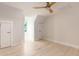 A bright bedroom enhanced with hardwood floors and a modern ceiling fan at 83 Avondale Ave, Charleston, SC 29407