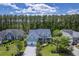 Aerial view of a charming two-story home with well-manicured lawn, and a beautiful tree line in the background at 1207 Rivers Reach Dr, Wando, SC 29492