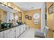 Well-lit bathroom with dual vessel sinks and ample counter space at 122 Hidden Fawn Cir, Goose Creek, SC 29445