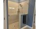 Tiled glass shower with rainfall shower head and soap nook at 133 Wando Reach Rd, Wando, SC 29492