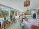 Sunroom with ample seating, large windows overlooking the pool, and hardwood floors at 16 Charlyn Dr, Charleston, SC 29407