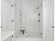 Contemporary walk-in shower with white subway tile, glass enclosure, and modern fixtures at 1872 Rifle Range Rd, Mount Pleasant, SC 29464