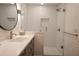 Elegant bathroom featuring a glass-enclosed shower, modern vanity, and stylish fixtures, offering a spa-like experience at 201 Welles Ln, Walterboro, SC 29488