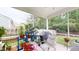 Cozy screened patio with chairs and table, ideal for relaxing outdoors with greenery at 2022 Elvington Rd, Johns Island, SC 29455