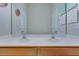 Bathroom vanity with double sinks, wood cabinets, framed mirror, and art at 209 Palmetto Walk Dr, Summerville, SC 29486
