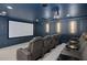 Home theater with tiered seating and a large screen for an immersive movie experience at 2225 Black Oak Court, Mount Pleasant, SC 29466
