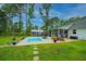 Charming backyard featuring a refreshing swimming pool, cozy seating, and a screened porch perfect for outdoor relaxation at 229 Twin Lake Dr, Summerville, SC 29483