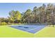 Well-maintained tennis court with green and blue surfaces, surrounded by trees and fencing at 3367 Eastman Dr, Mount Pleasant, SC 29466