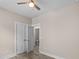 Spacious bedroom featuring neutral walls, ceiling fan, and an adjoining bathroom view at 4013 B Ladson Rd, Ladson, SC 29456