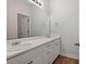 Clean bathroom featuring a double sink vanity with white cabinets and a large mirror at 4591 Great Oak Dr, North Charleston, SC 29418