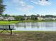 Picturesque community pond with a bench overlooking the water at 5258 Mulholland Dr, Summerville, SC 29485