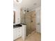 Modern tiled shower with a glass enclosure and a rainfall shower head at 554 Parrot Point Dr, Charleston, SC 29412