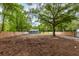 Large backyard with a wooden fence and trees surrounding the yard at 6146 Chisolm Rd, Johns Island, SC 29455