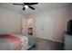 Bright bedroom features a double door closet and view to office area, offering ample space and functionality at 7850 Wilderness Trl # 6A, North Charleston, SC 29418