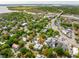 Aerial view of a neighborhood highlighting the home's location near local amenities and Charleston's Ravenel Bridge at 104 May Ln, Mount Pleasant, SC 29464