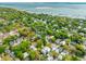 Aerial view highlighting a neighborhood's proximity to the waterway and the convenience of coastal living at 104 May Ln, Mount Pleasant, SC 29464