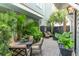 Inviting outdoor patio with comfortable seating and lush landscaping, perfect for relaxation at 104 May Ln, Mount Pleasant, SC 29464