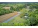 An aerial view showing the property with pasture, road frontage and treed perimeter at 1050 Mt Zion Rd, Saint George, SC 29477
