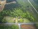 Aerial view of a property with road frontage, outbuildings, and partially wooded areas at 1050 Mt Zion Rd, Saint George, SC 29477