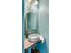 Stylish powder room with vessel sink, bronze fixtures, and modern mirror at 1081 Groves Manor Ct, Mount Pleasant, SC 29464
