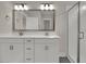 Bathroom featuring double vanity, granite countertops, and glass-enclosed shower at 109 Crosscut Ln, Summerville, SC 29486