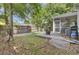 Backyard featuring a patio, grill, fire pit, fenced perimeter, and covered porch with ceiling fans at 115 Ridge Rd, Summerville, SC 29485