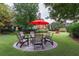 Backyard featuring a cozy fire pit, beautiful landscaping, perfect for outdoor entertainment at 187 Ithecaw Creek St, Daniel Island, SC 29492
