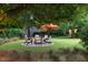 Inviting backyard with a fire pit area surrounded by lush landscaping, perfect for outdoor entertaining at 187 Ithecaw Creek St, Daniel Island, SC 29492