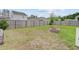 Private, fenced backyard featuring a brick fire pit and partially green lawn at 212 Rubles Ln, Moncks Corner, SC 29461