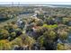 Aerial view of a home with a river in the background, mature landscaping and the surrounding neighborhood at 317 Seewee Cir, Mount Pleasant, SC 29464