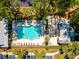 Beautiful aerial shot of a luxurious pool featuring an inviting clubhouse at 1025 Riverland Woods Pl # 106, Charleston, SC 29412