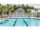 A serene community pool surrounded by palm trees and lounge seating at 109 Moscato Ln, Summerville, SC 29485