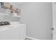 Functional laundry room with modern appliances, shelving, and ample space at 114 W Bradford Pointe Dr, Summerville, SC 29483