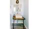 Unique bathroom featuring a pedestal sink with a vintage table-style base and blue walls at 21785 Lowcountry Hwy, Ruffin, SC 29475