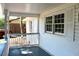 View of the covered front porch, with painted blue wood and white trim at 227 Amy Dr, Goose Creek, SC 29445
