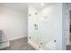 Modern bathroom featuring a glass-enclosed shower with white subway tile and a mosaic-tiled shower floor at 424 Carrara Dr, Summerville, SC 29486
