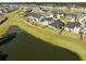 Aerial view of a lakeside community showcasing well-maintained homes, lush green spaces, and community lakes at 490 Rowley Ln, Summerville, SC 29486