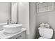 Modern half-bathroom featuring a sleek vessel sink, contemporary fixtures, and a clean design at 5228 Fallow Fawns Rd, Hollywood, SC 29449