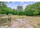 Fenced backyard featuring a gate, open space and surrounding trees, offering privacy and security at 5669 Sands Rd, Hollywood, SC 29449