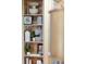 Beautiful built-in shelves with decorative items, adding character and storage space to the living area at 1 Marlow Dr, Charleston, SC 29403